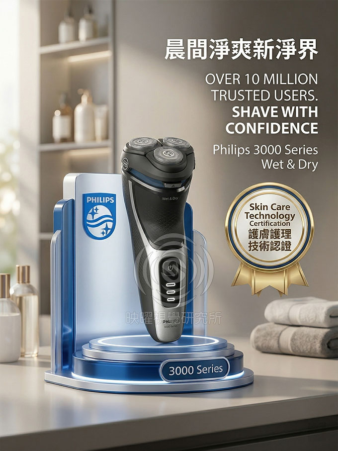Philips 飛利浦 Series 3000乾濕兩用電動刮鬍刀